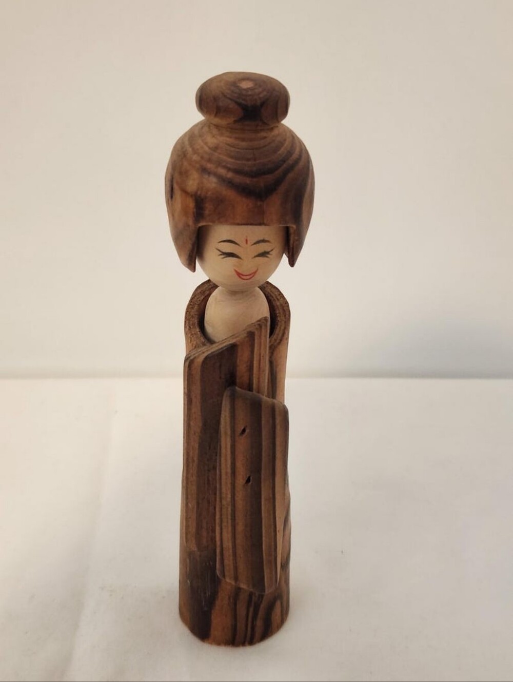 Handcrafted Wood Kokeshi Doll - Brown